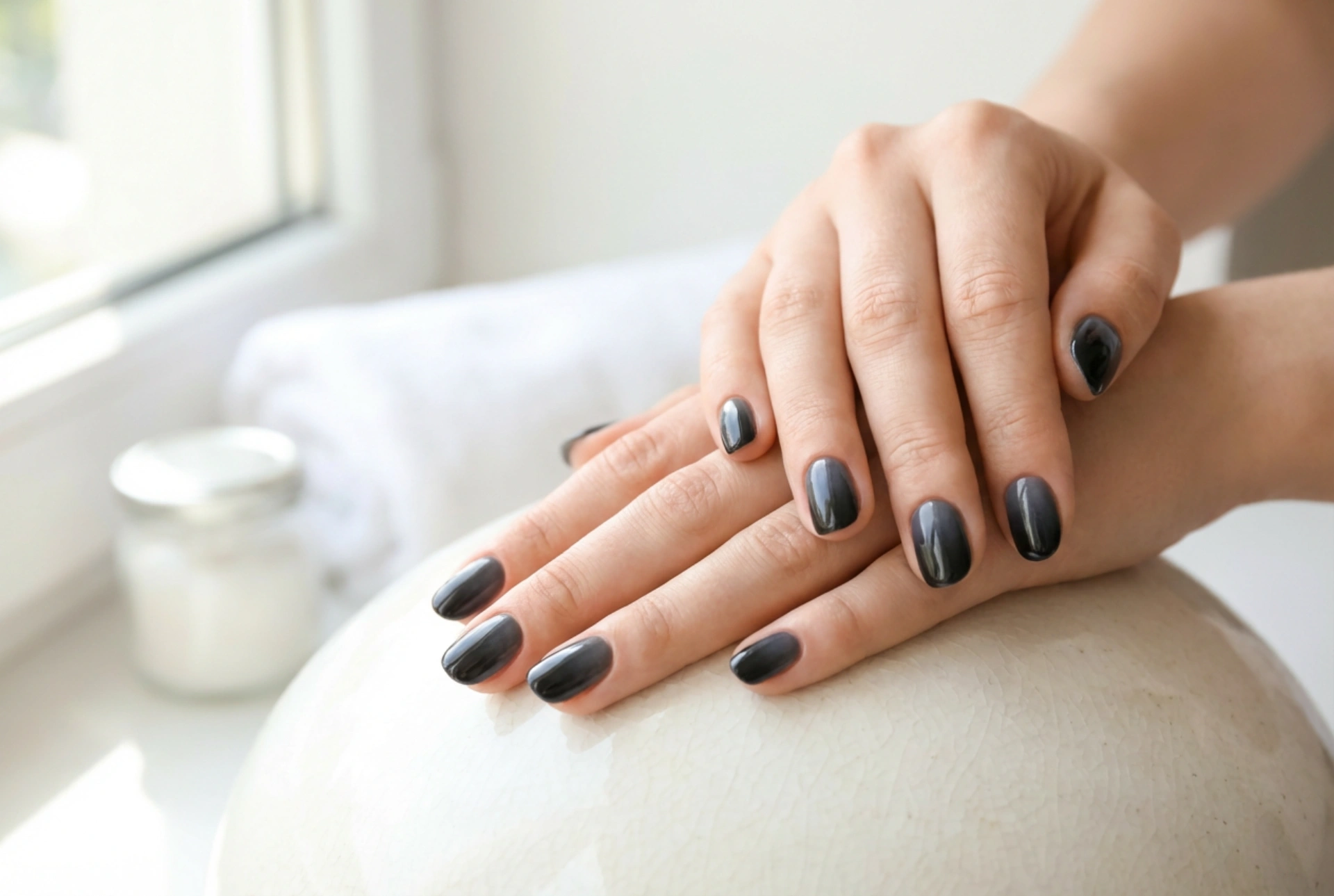 Ongles ombrés noirs : un dégradé profond du graphite au noir