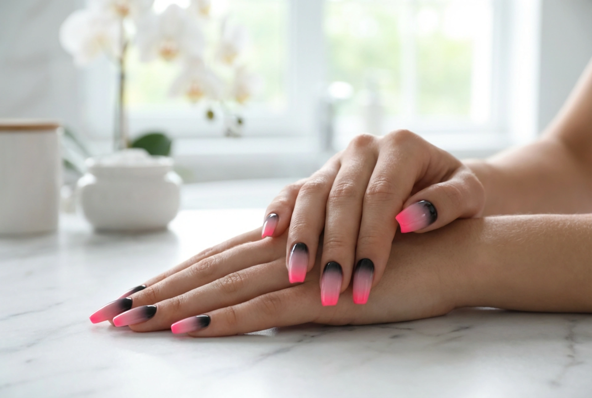 Ongles ombrés noir et rose : des néons aux pastels, étape par étape