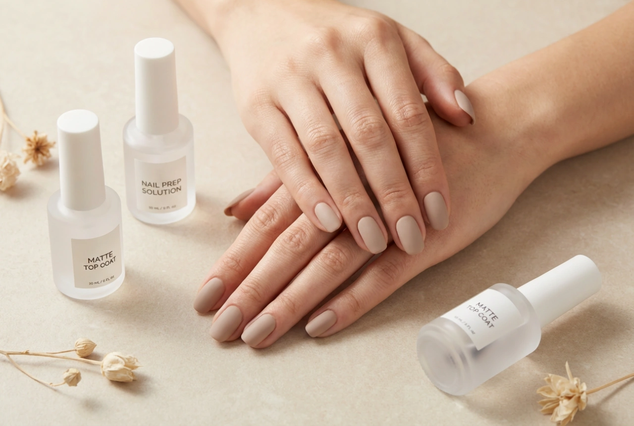 Finition mate : ongles mats sans traces, dégraissage et top coat