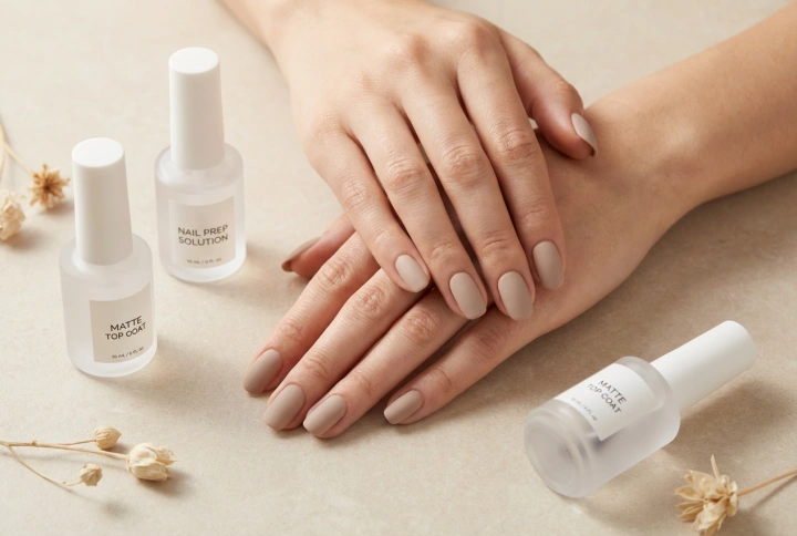 Finition mate : ongles mats sans traces, dégraissage et top coat