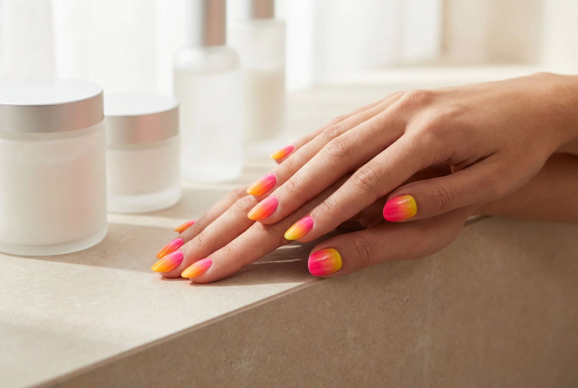 Ongles ombrés néon pas à pas : un effet vitaminé à l'éponge