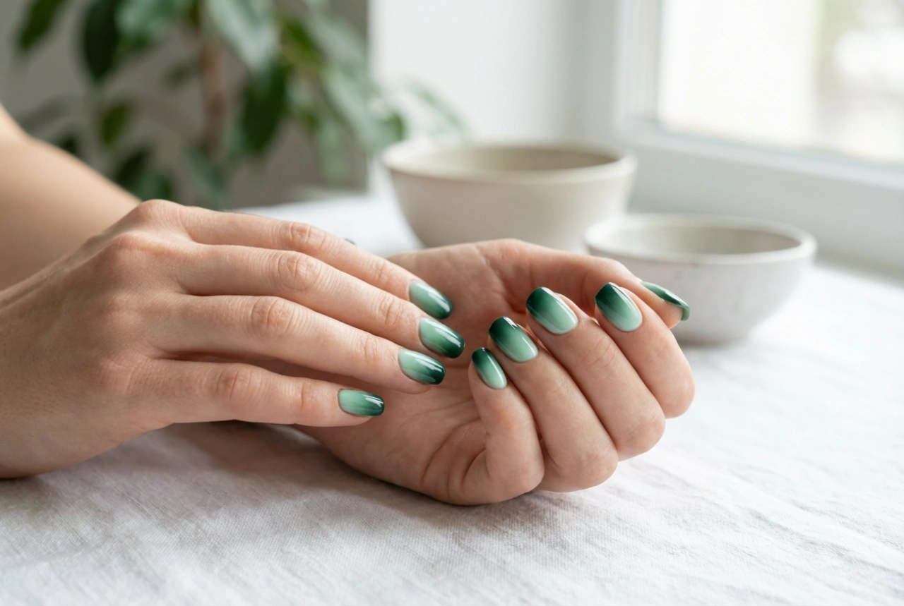 Ongles ombrés verts : de la menthe douce au vert bouteille profond