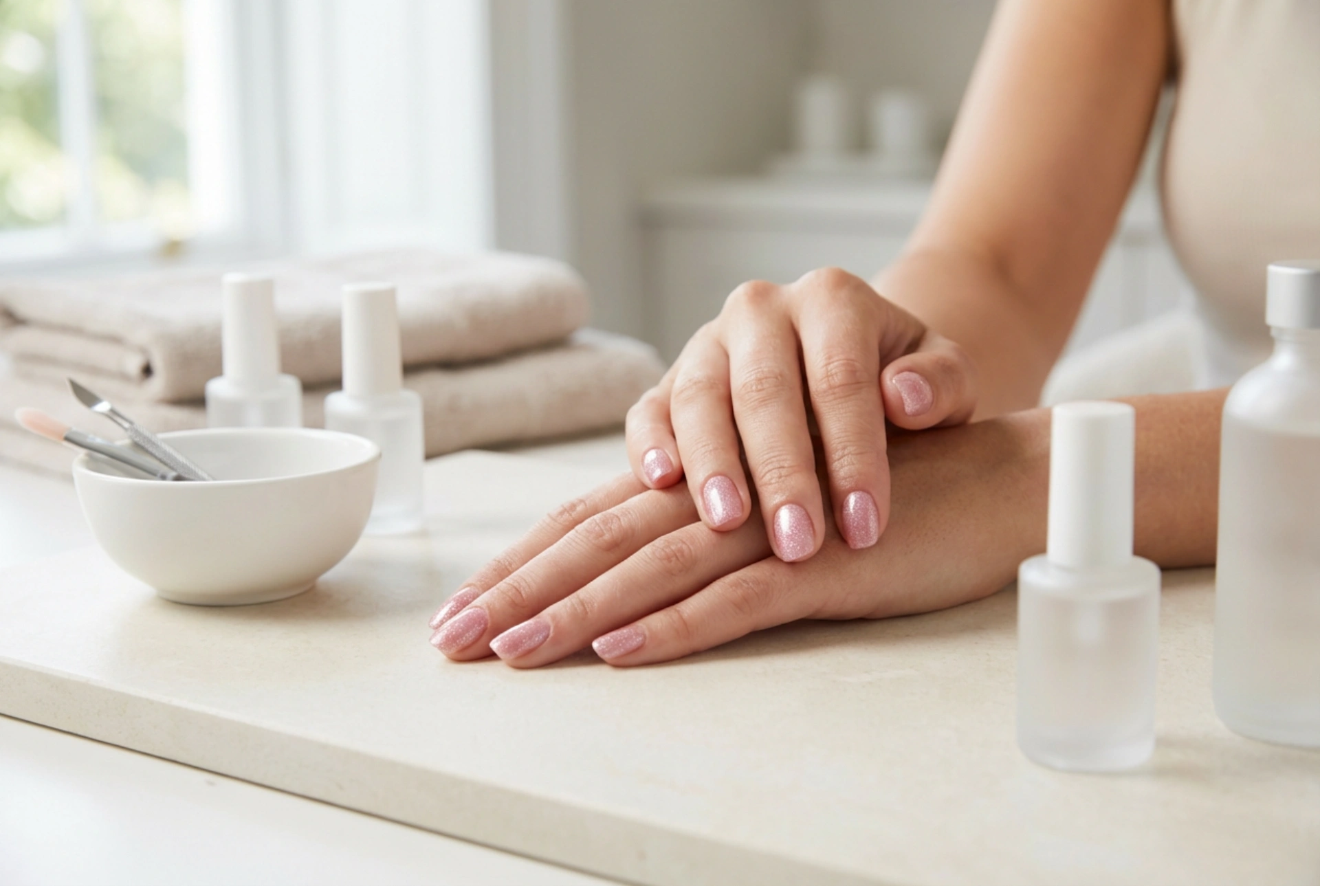 Ongles roses à paillettes : trois techniques d'application simples