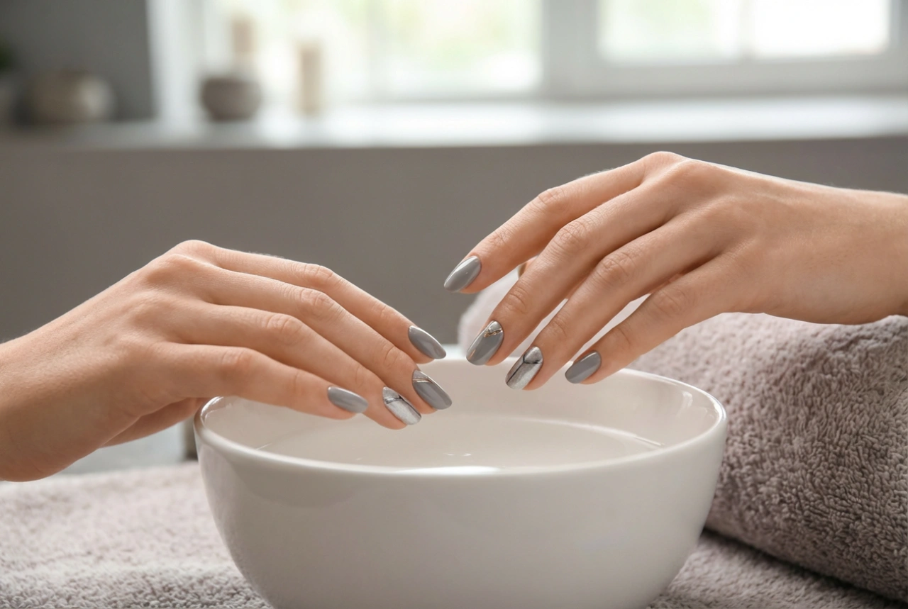 Ongles gris et argentés : association de nuances, effets et motifs simples