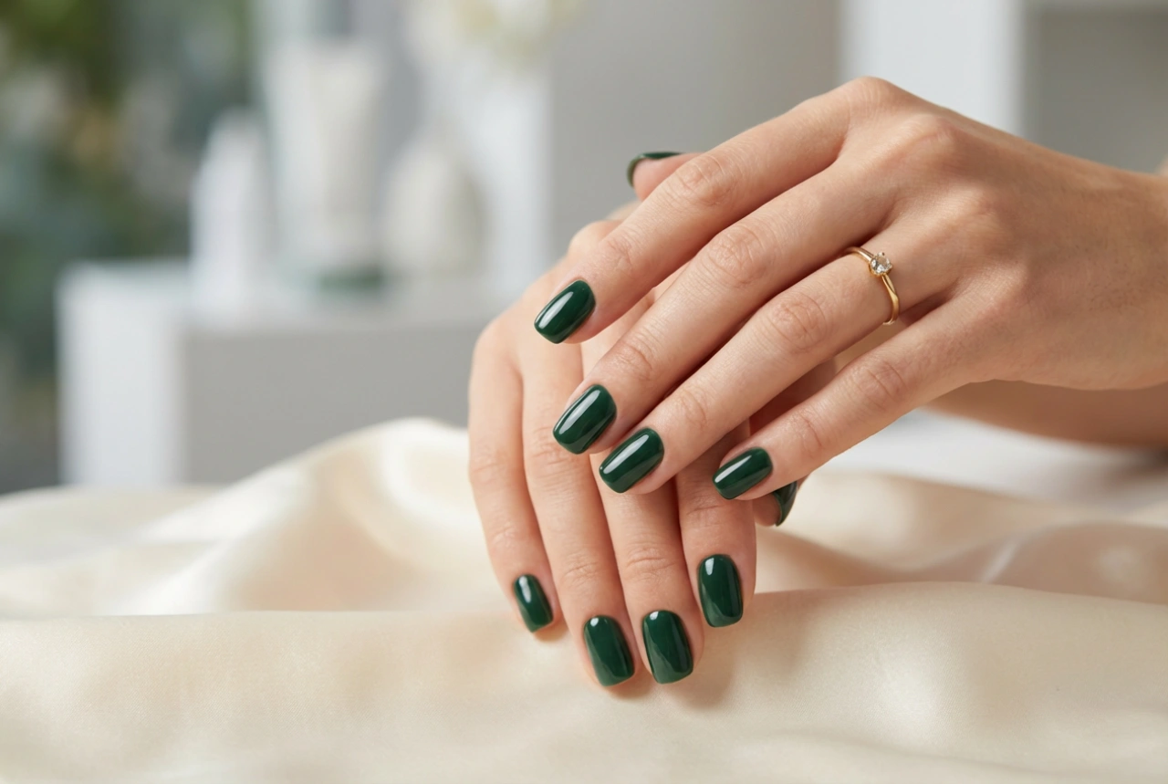 Vernis semi-permanent vert dans un style élégant : choix de la teinte et application