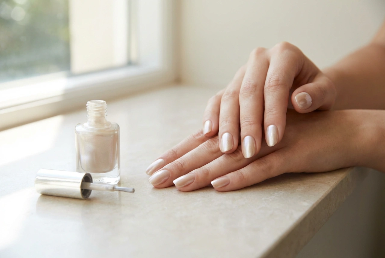 Vernis à ongles nacré sans traces : préparation de l'ongle et application au pinceau