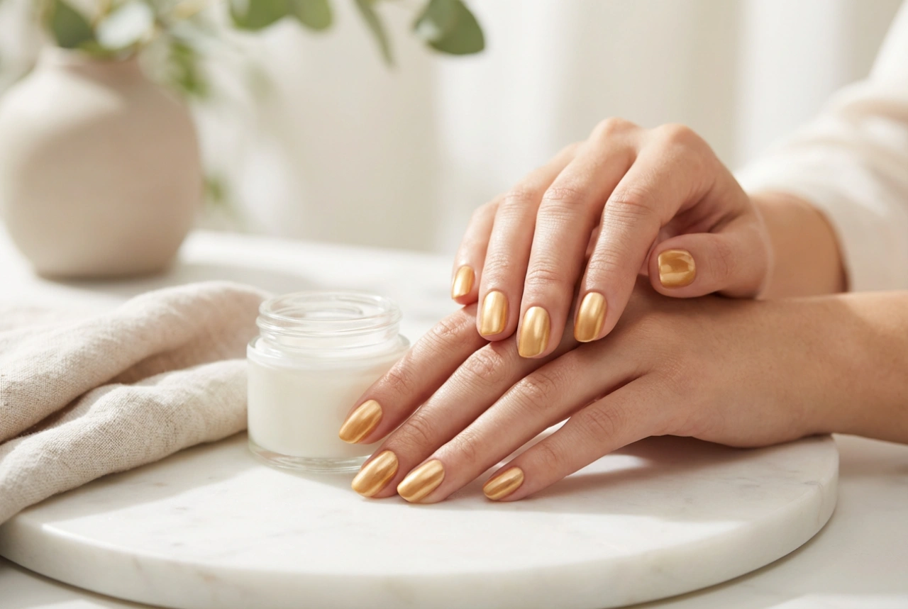 Vernis semi-permanent doré : application lisse, éclat uniforme et idées de style