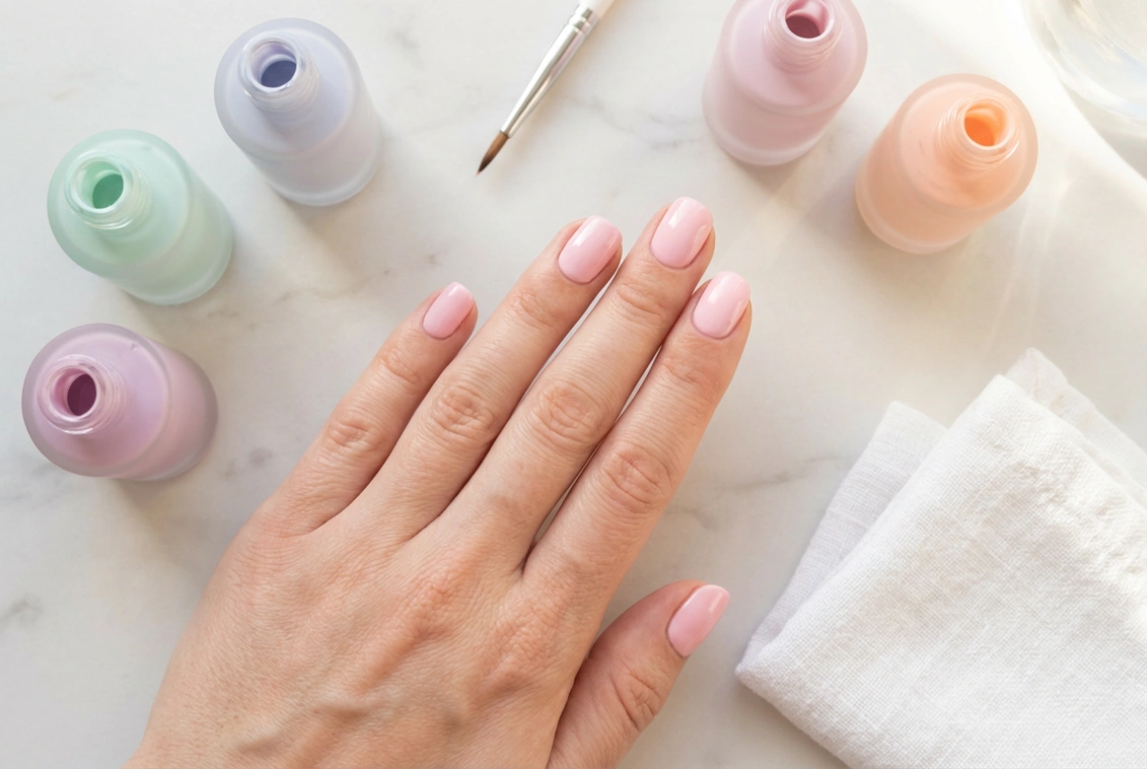 Vernis semi-permanents pastels sans traces : base, couvrance et choix de la teinte