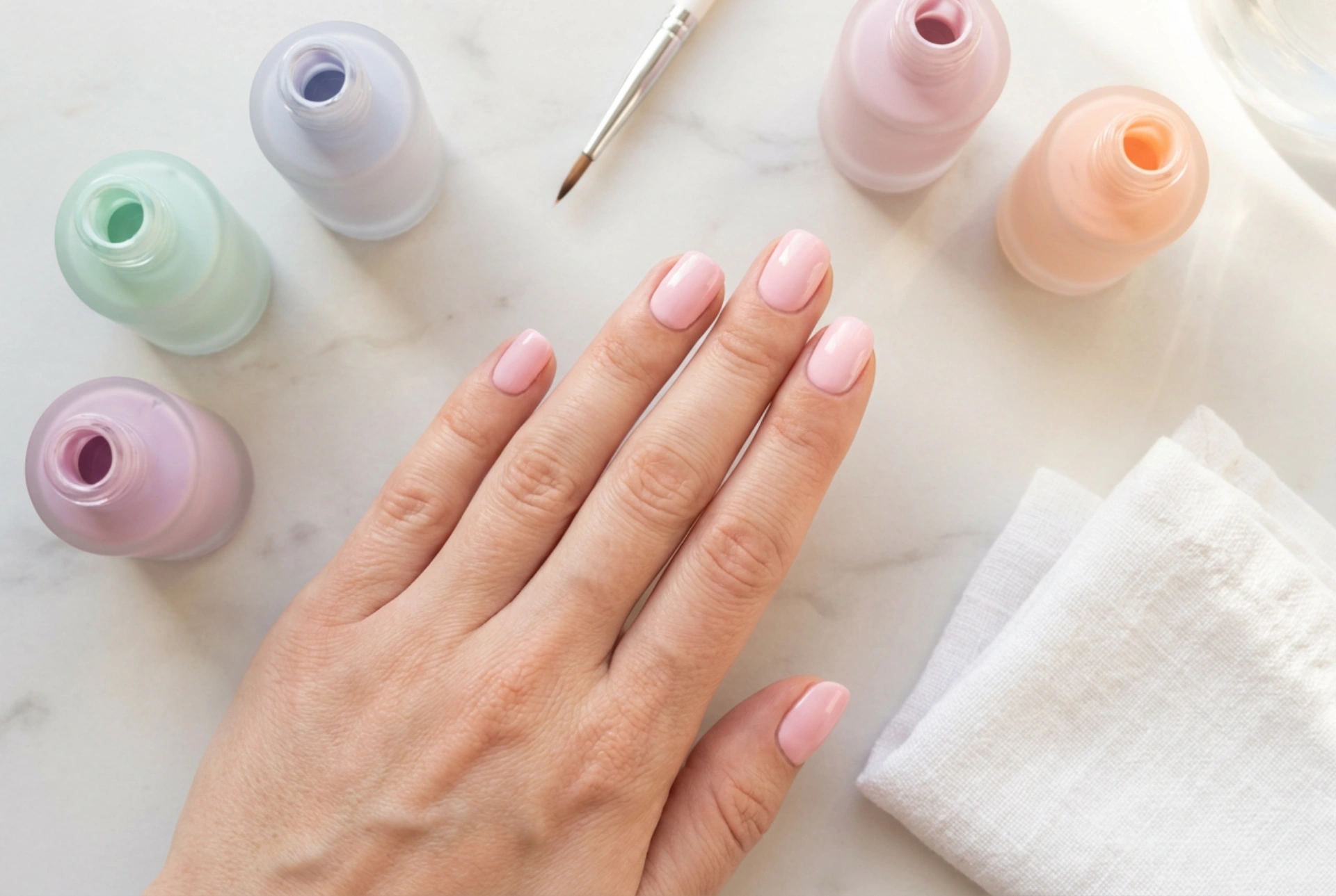 Vernis semi-permanents pastels sans traces : base, couvrance et choix de la teinte