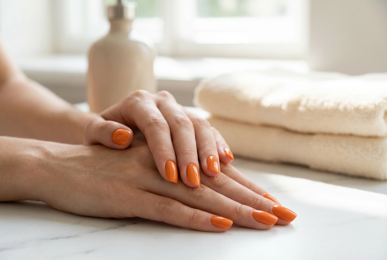 Vernis semi-permanent orange : une couleur uniforme sans traces