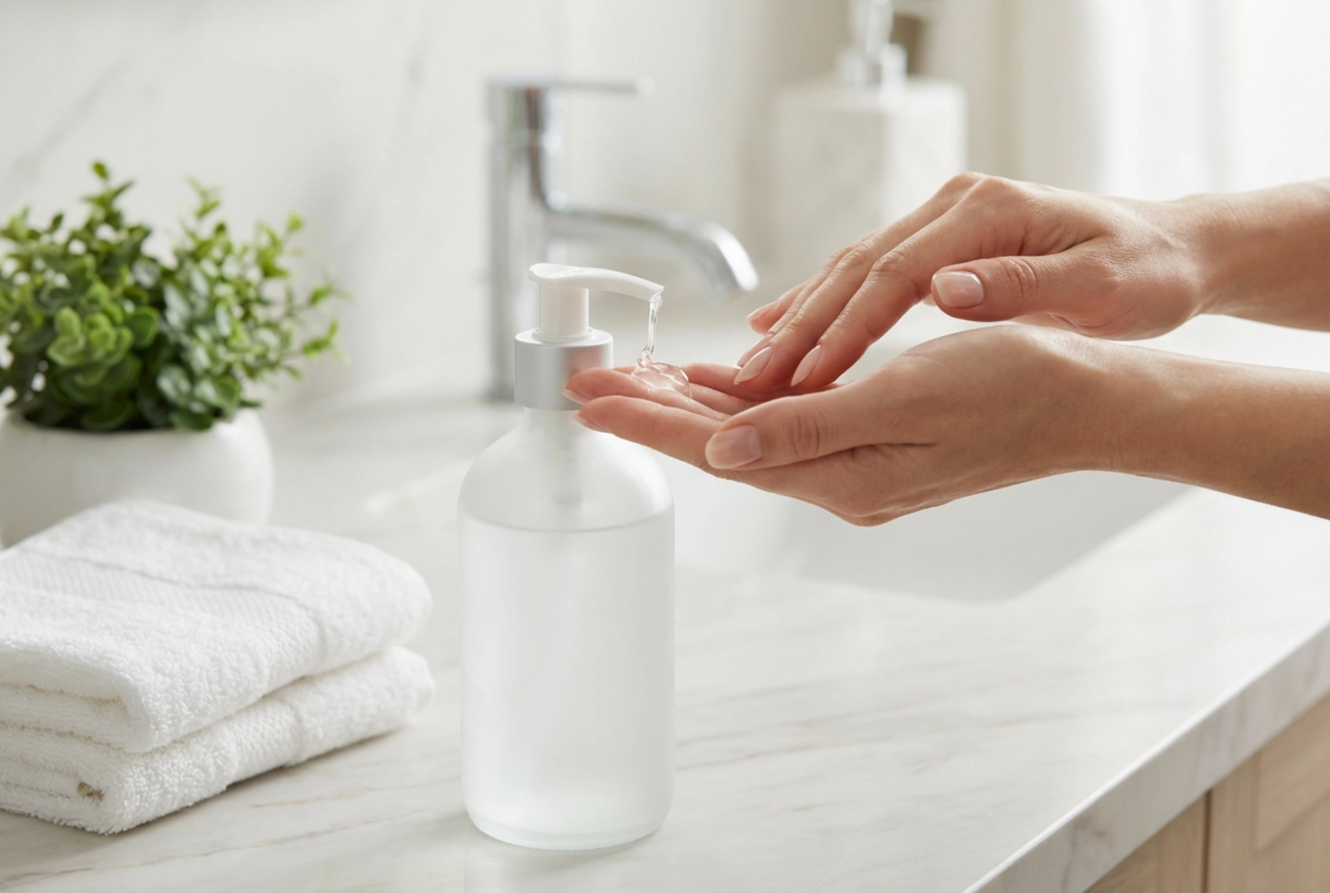 Désinfectant pour les mains : application correcte et conservation sûre