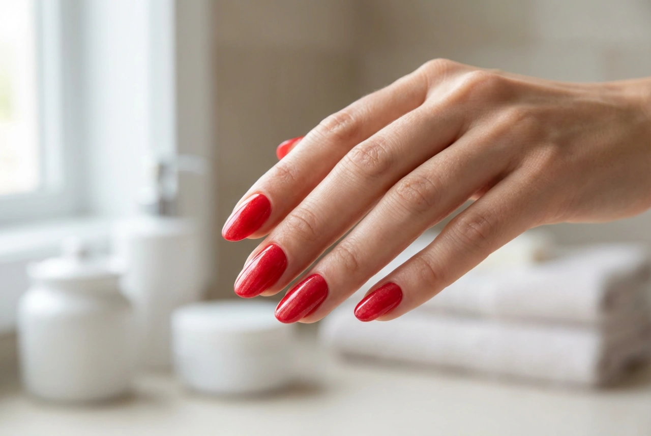 Ongles rouges avec poudre : étape par étape pour un effet miroir brillant