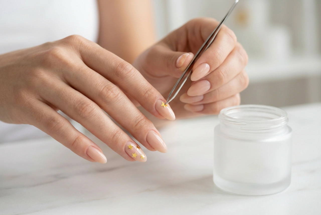 Autocollants pour ongles : étoiles, disposition des motifs et finition