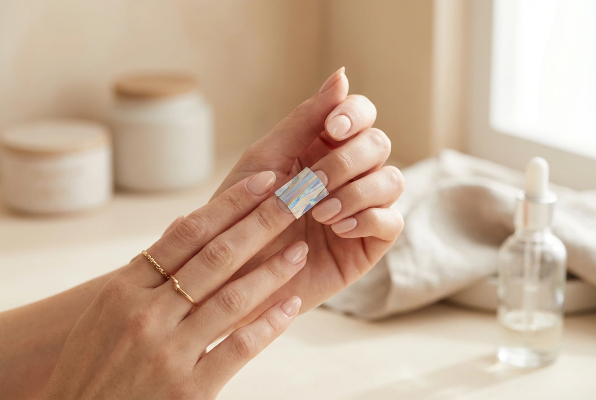 Ongles et feuille de transfert : préparation de la base et application des motifs