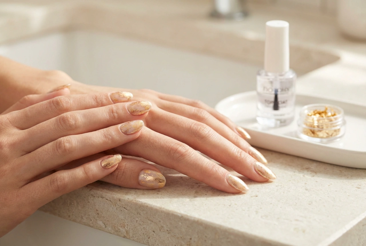 Feuille d'or sur les ongles : guide pour une manucure scintillante