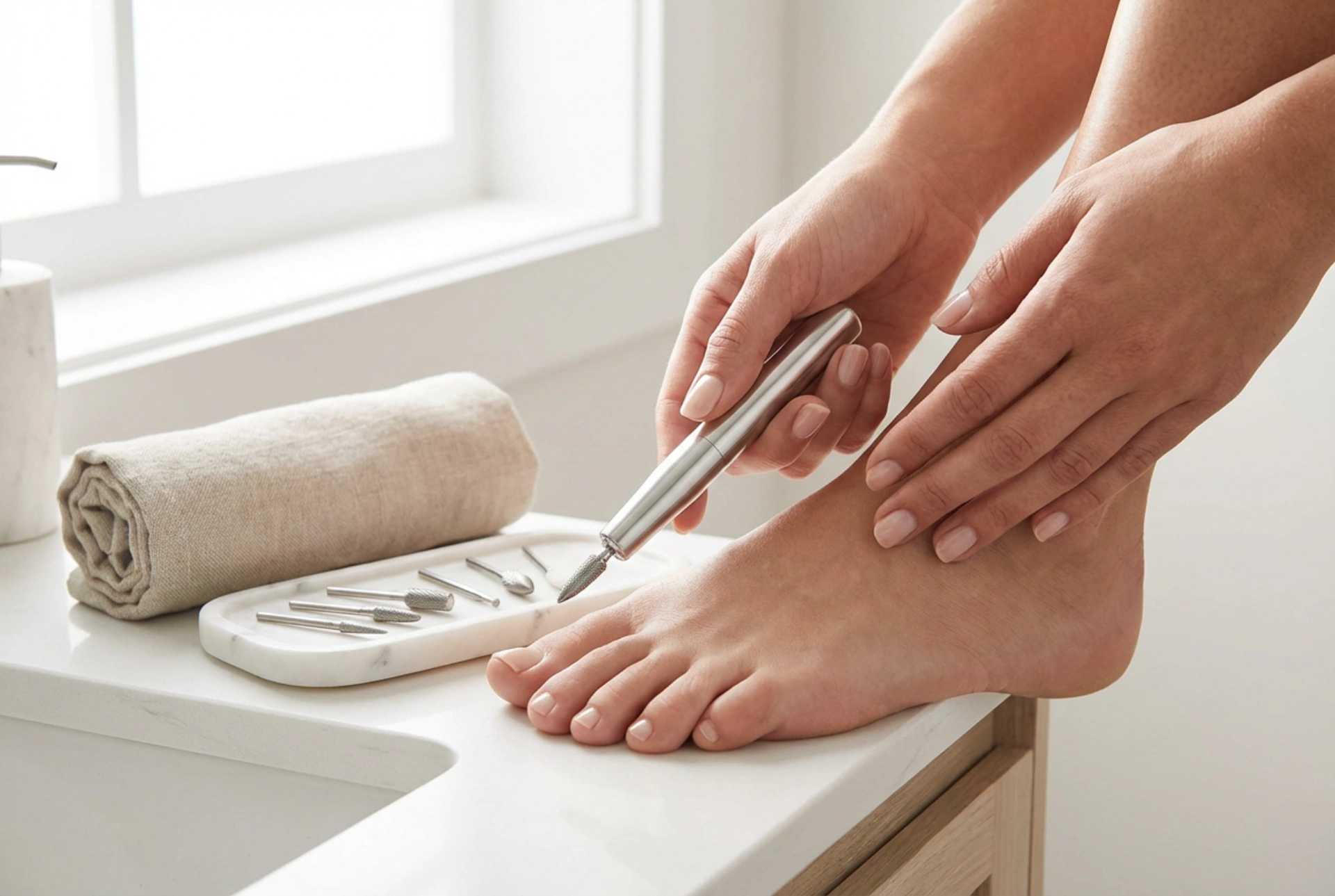 Ponceuse pour pédicure : préparation des pieds, embouts et technique de travail