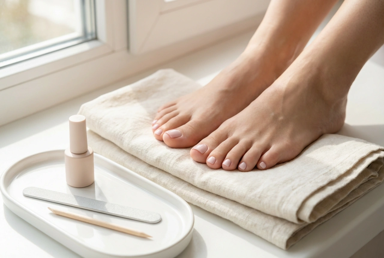 Pédicure semi-permanente étape par étape : préparation des ongles et application