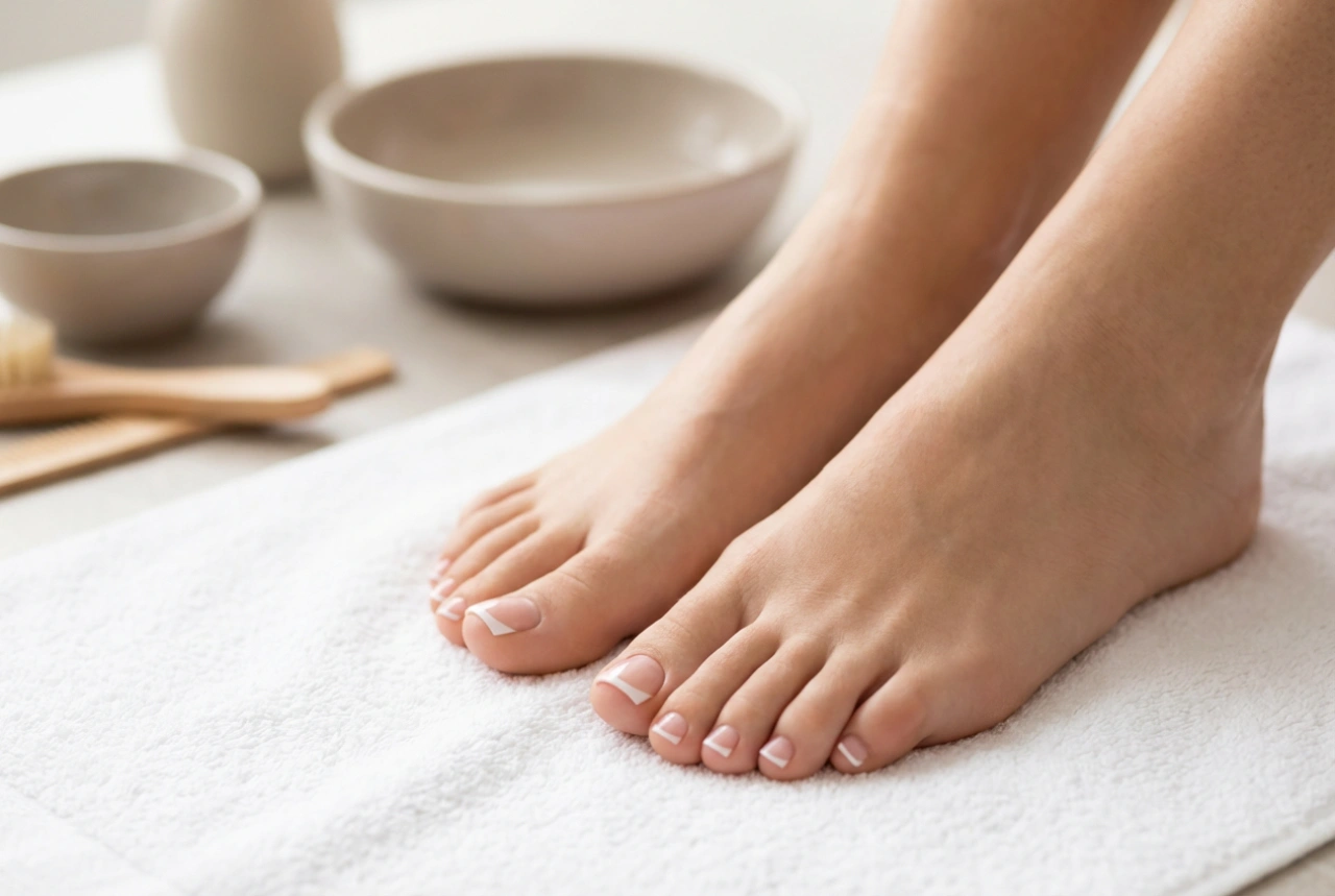 Pédicure French semi-permanente : préparation de l'ongle et ligne blanche parfaite