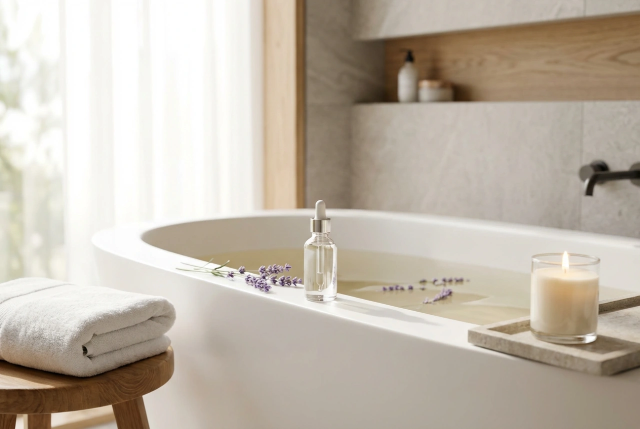 Huile essentielle de lavande dans un spa maison : bain, détente, parfum