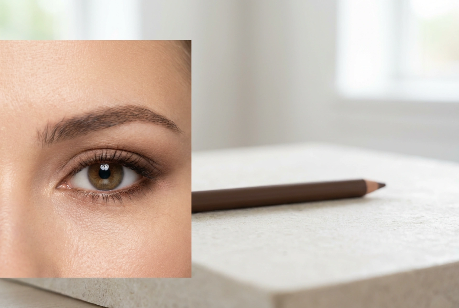 Le crayon brun pour les yeux : smoky doux, densification de la ligne des cils et ligne d'eau