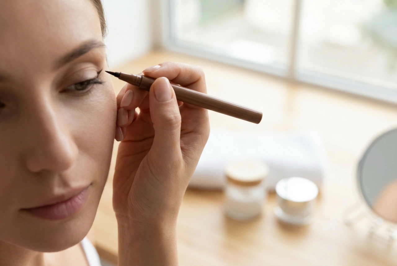 L'eyeliner feutre marron : trait précis, formes et correction des erreurs