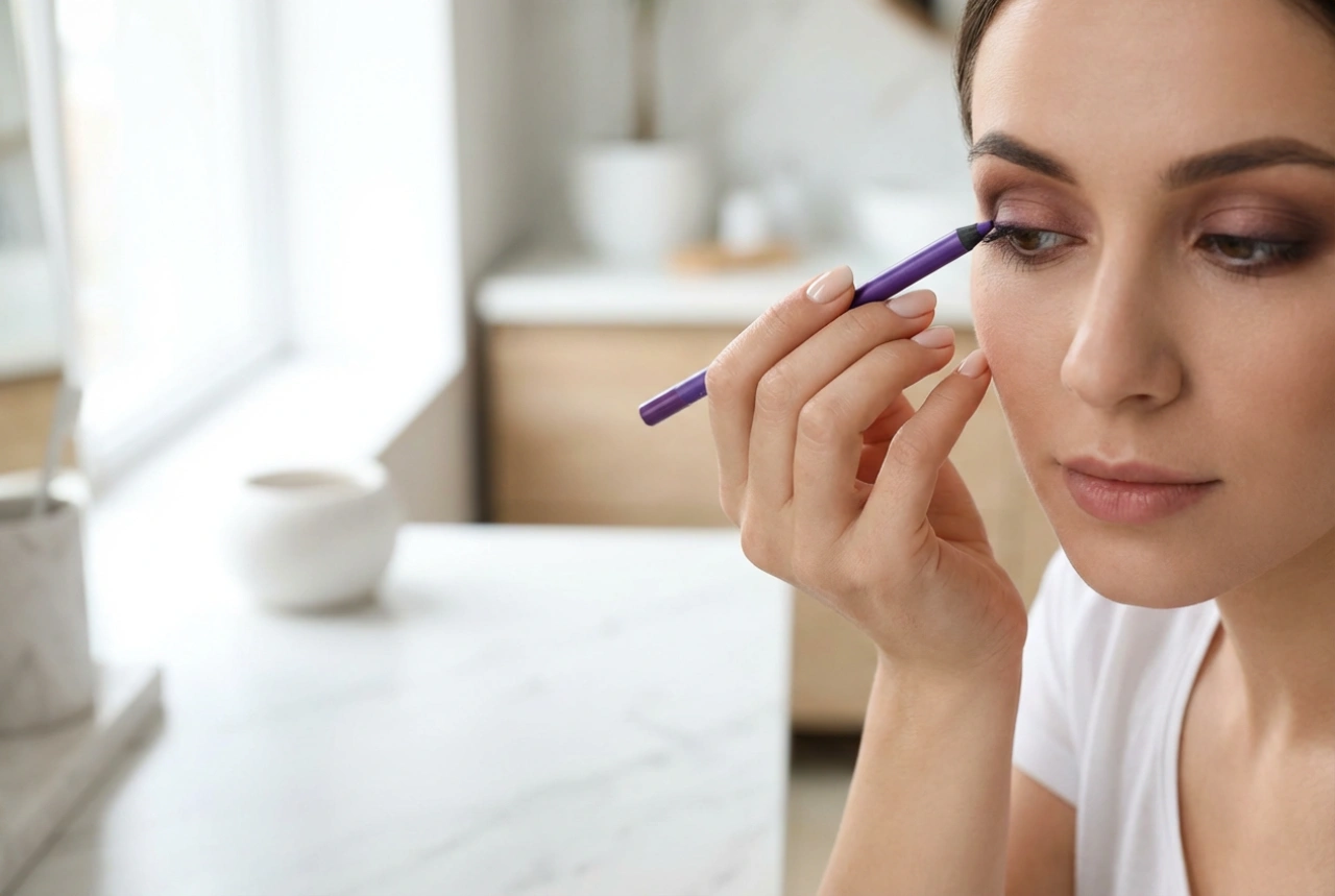 Crayon yeux violet : tons rajeunissants, traits doux et harmonies avec les marrons