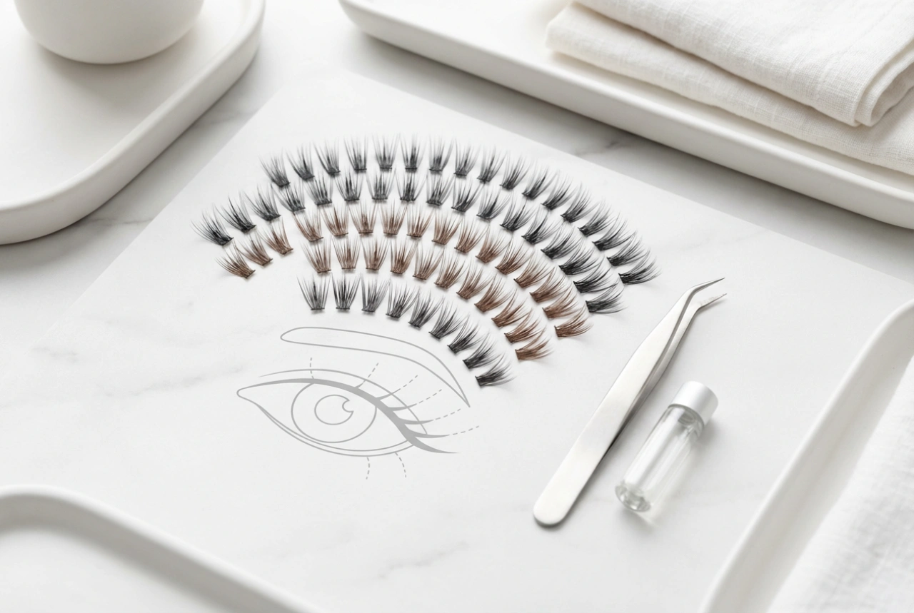 Faux cils en touffes : sélection de la longueur et cartographie de l'œil