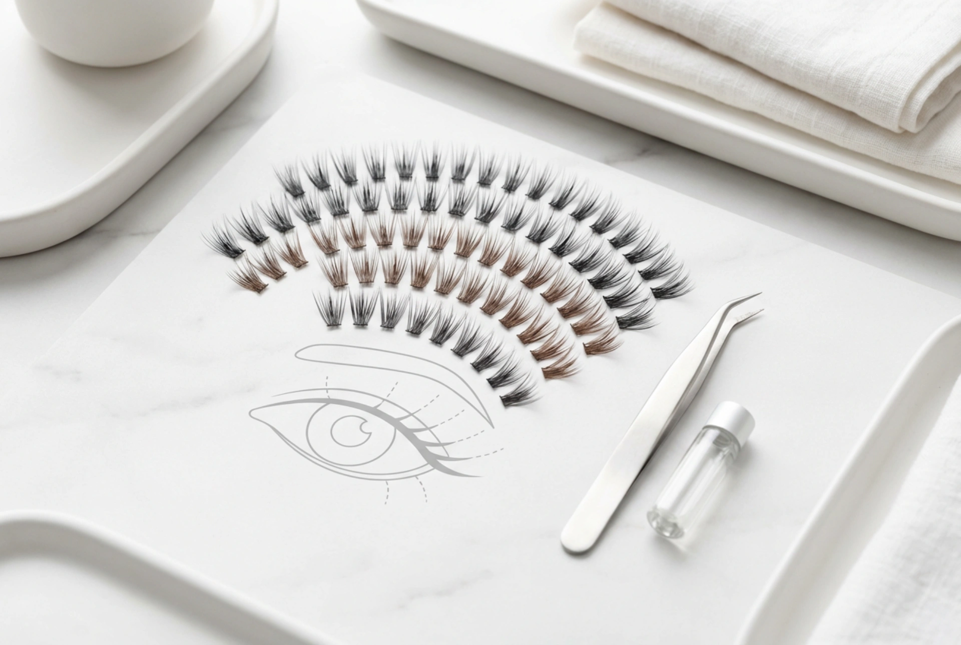 Faux cils en touffes : sélection de la longueur et cartographie de l'œil