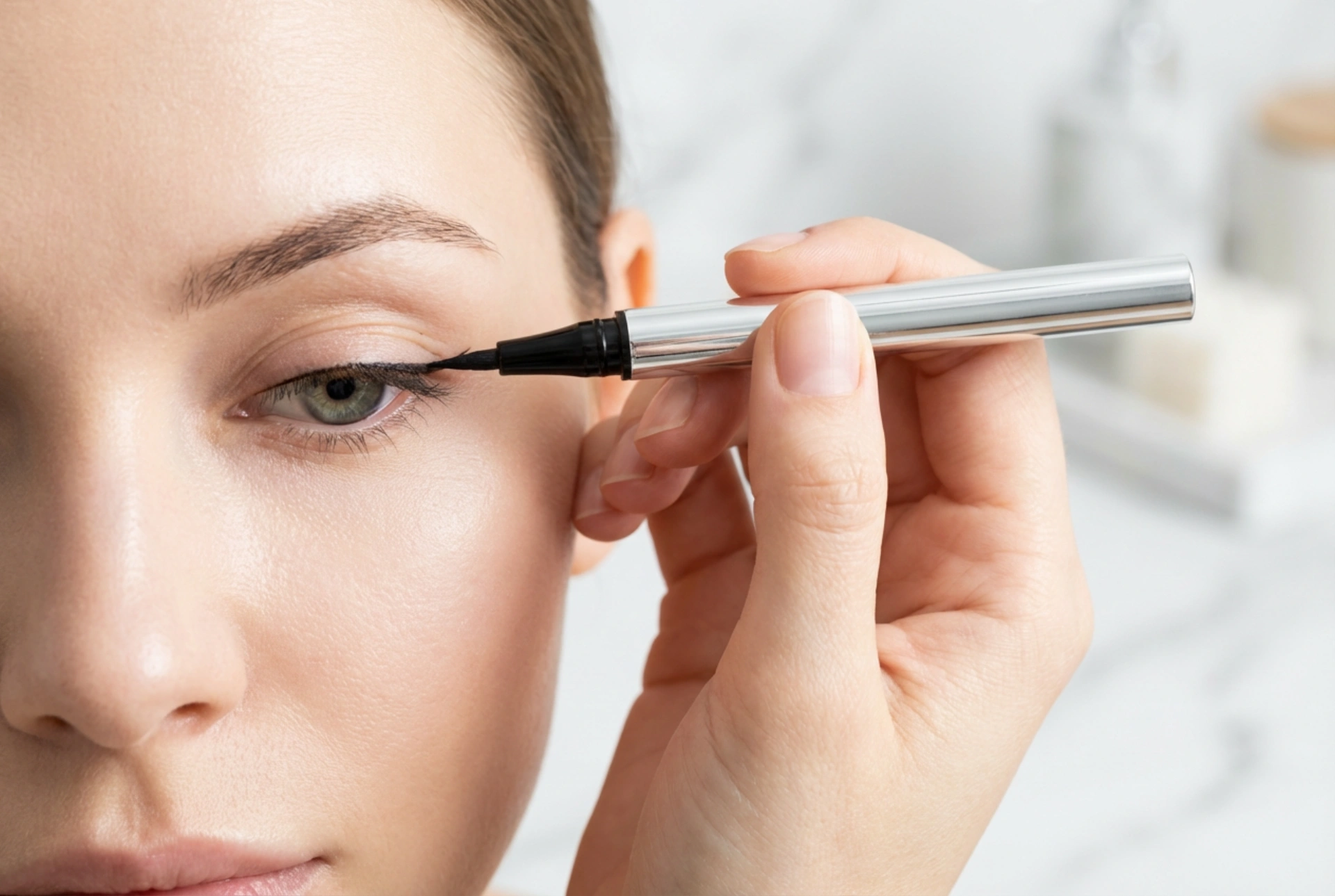 Eyeliner waterproof sur paupière tombante : application et fixation