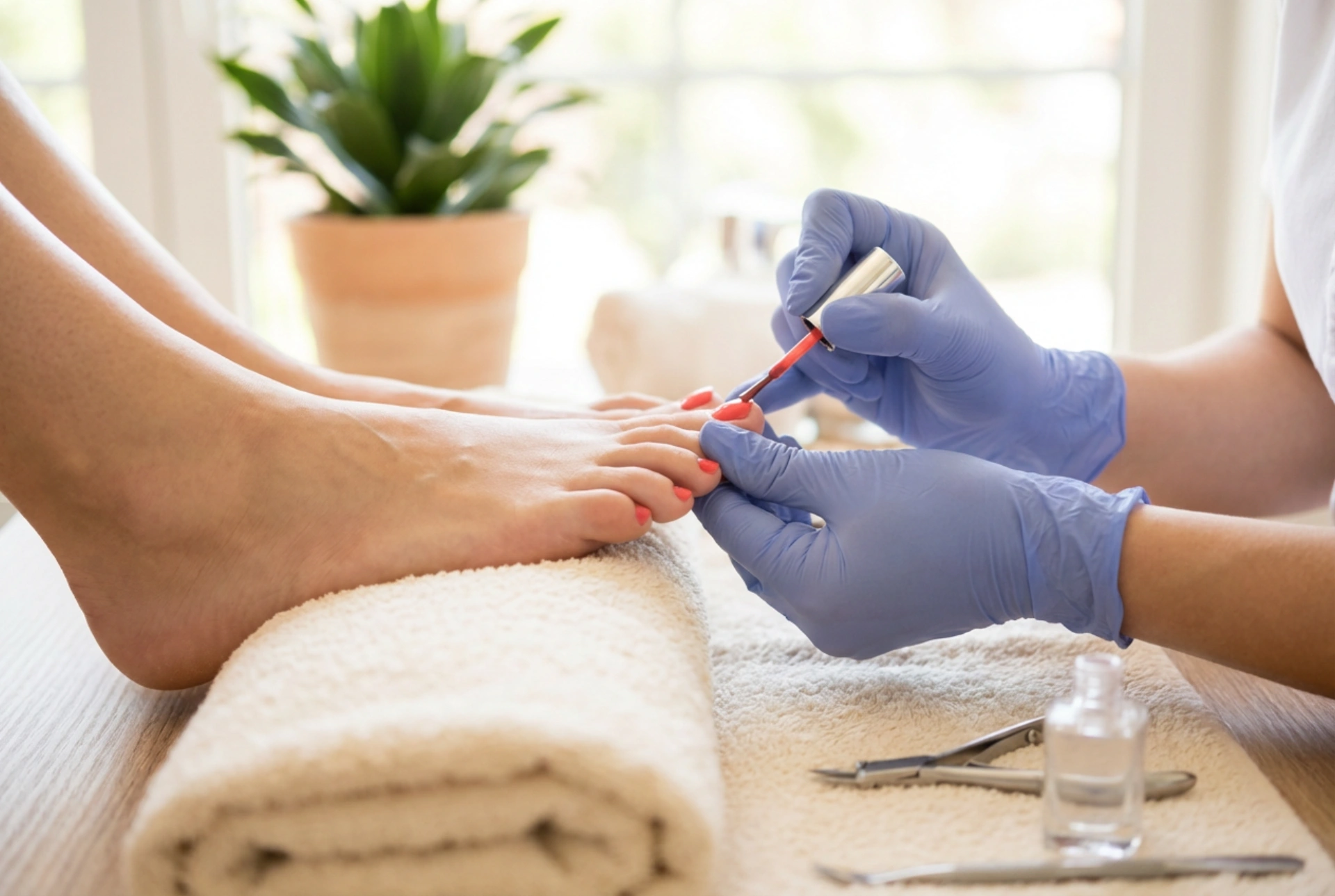 Pédicure hybride des pieds : préparation de l'ongle, application et finition
