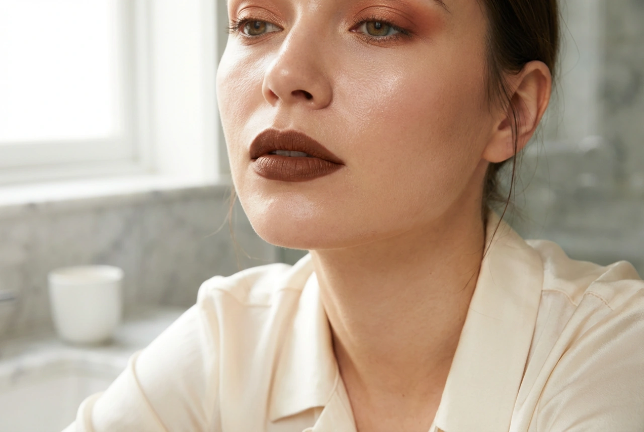 Rouge à lèvres marron : associations modernes avec le maquillage des yeux et du teint