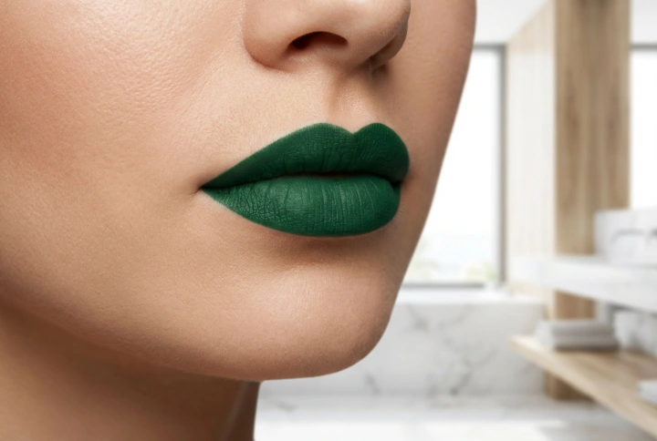 Rouge à lèvres vert en maquillage : comment choisir la teinte et l'appliquer sans taches