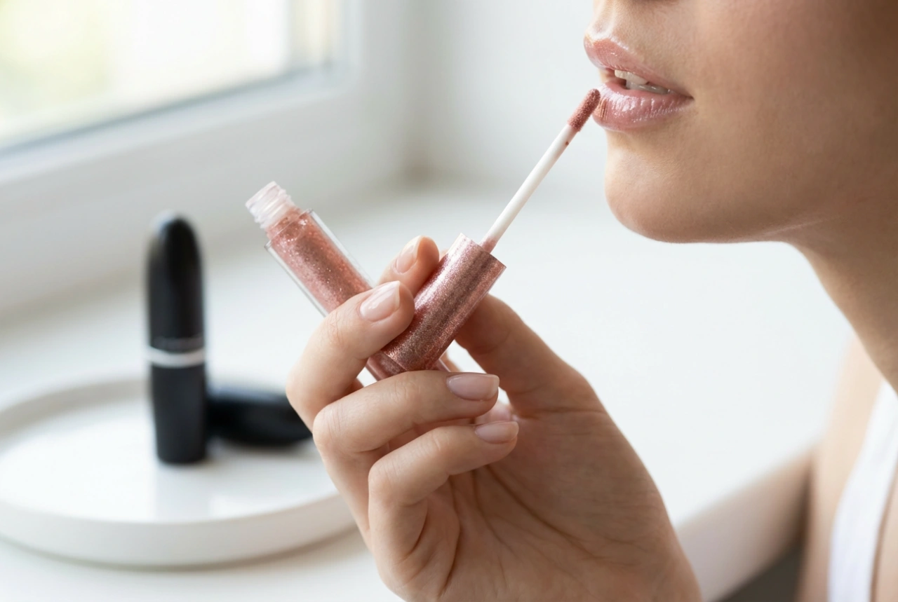 Gloss à paillettes : application sur le rouge à lèvres et seul, méthodes de fixation